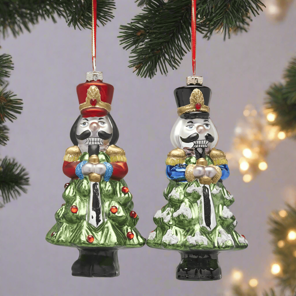 Christmas decoration - 2 nutcracker figures - glass H 6.5"