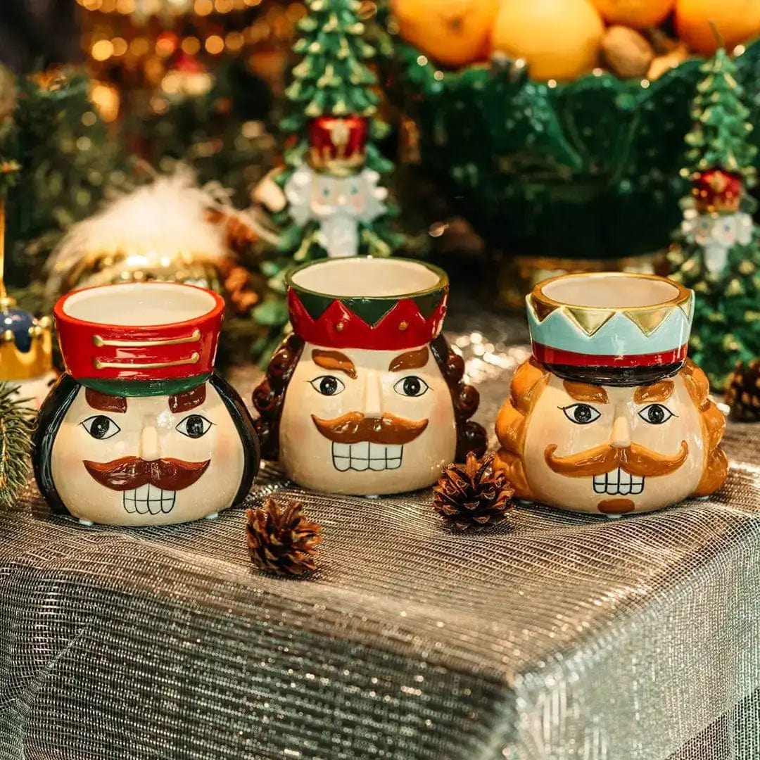 Set of 3 decorative vases for Christmas - nutcracker motifs H 4.68"