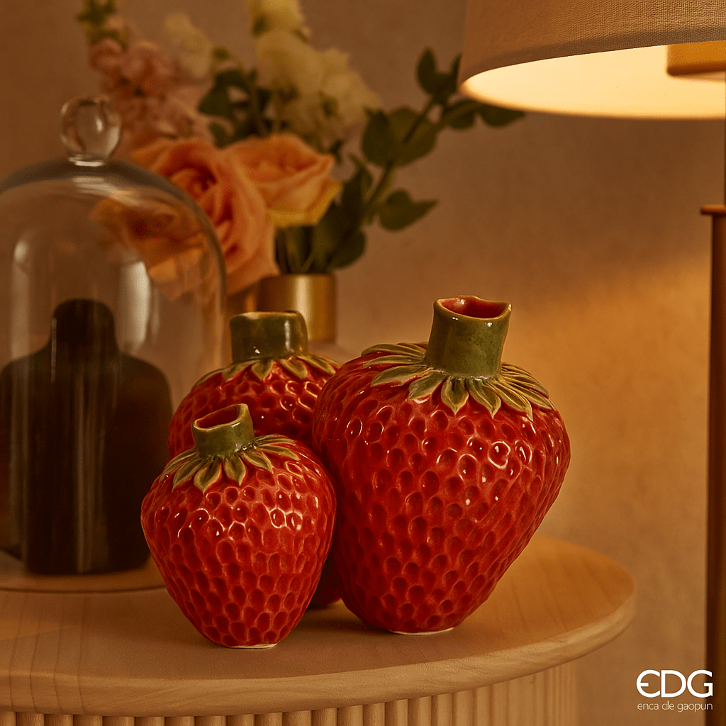 Italiving ceramic vase Ceramic strawberry vases red 3 in 1 decoration and function in one