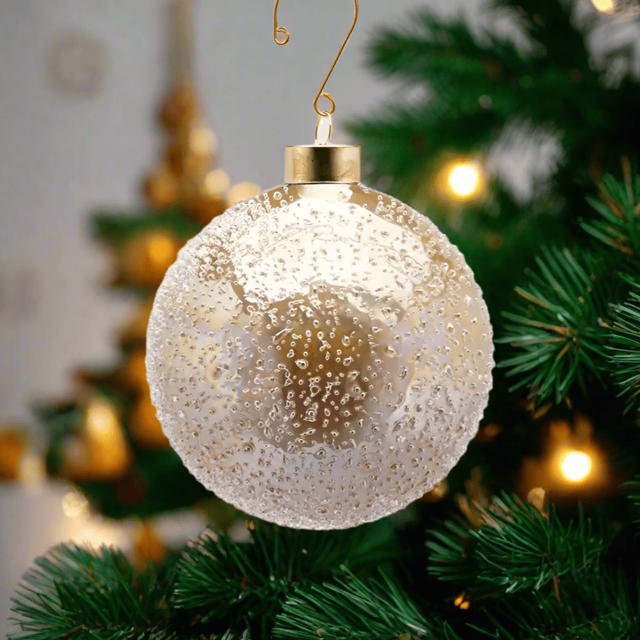 Designer baubles gold with structure - Christmas - glass Ø 3.9"