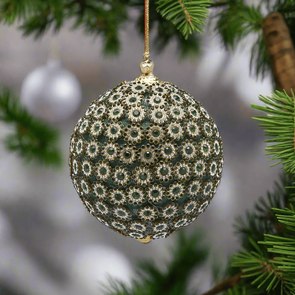 Designer ball with crystals in 2 colors - Christmas decoration - Ø 3.9"