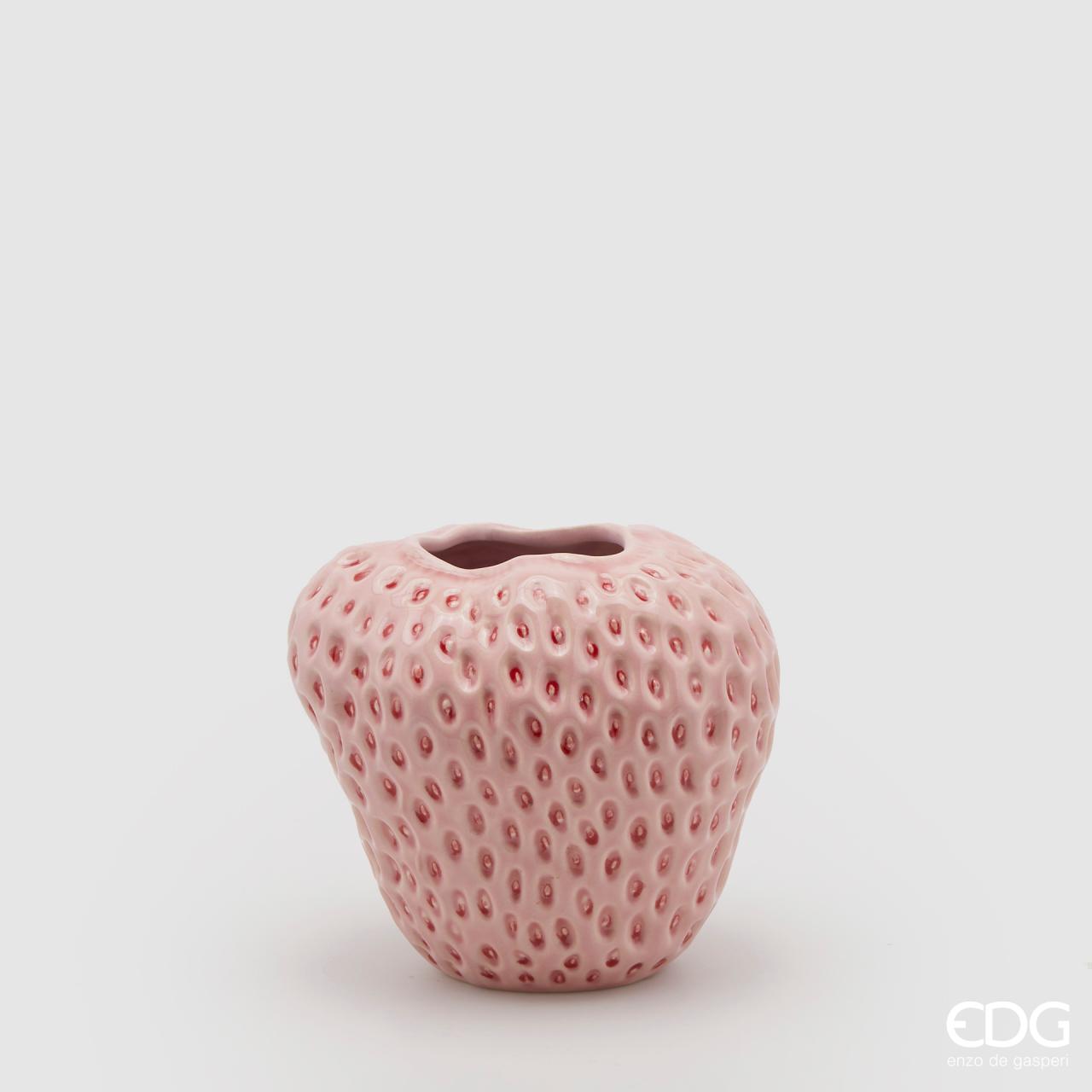 Strawberry vase H 6.24" Ø 6.63" - decorative vase ceramic pink