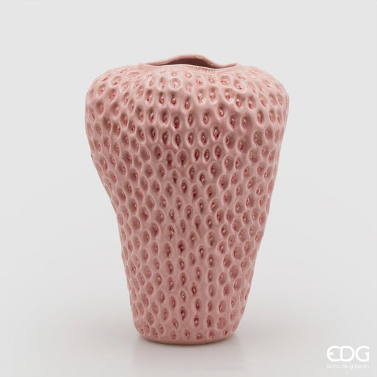 Strawberry vase H 14.43" Ø 9.75" - decorative vase ceramic pink