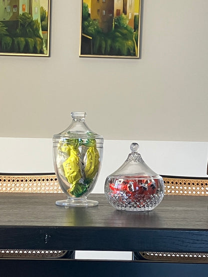 Classic glass amphora  elegant storage container with lid