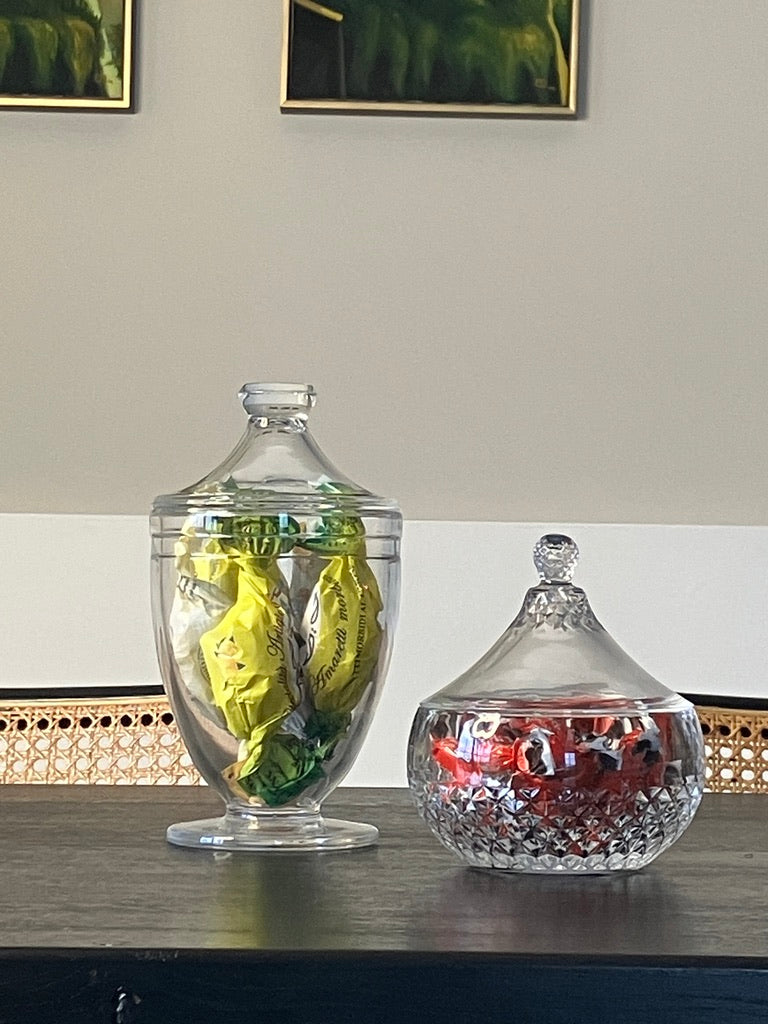 Classic glass amphora  elegant storage container with lid