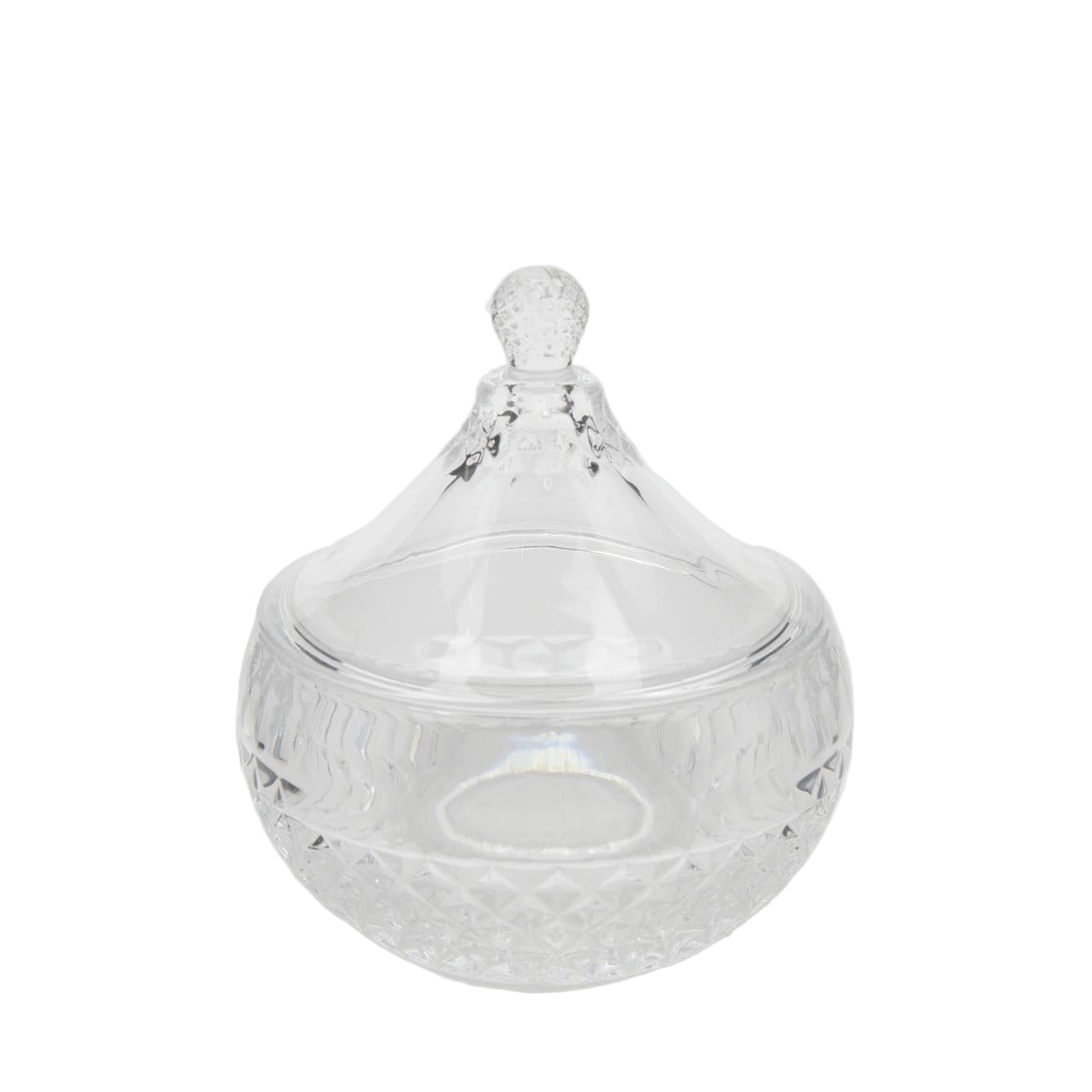 Italiving Bonbonniere Elegant glass bowl with lid - Crystal glass Height 6.29 in Ø 4.72 in