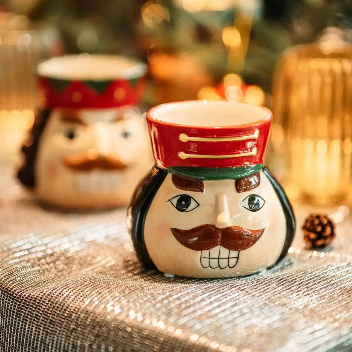 Set of 3 decorative vases for Christmas - nutcracker motifs H 4.68"