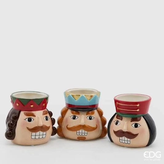 Set of 3 decorative vases for Christmas - nutcracker motifs H 4.68"