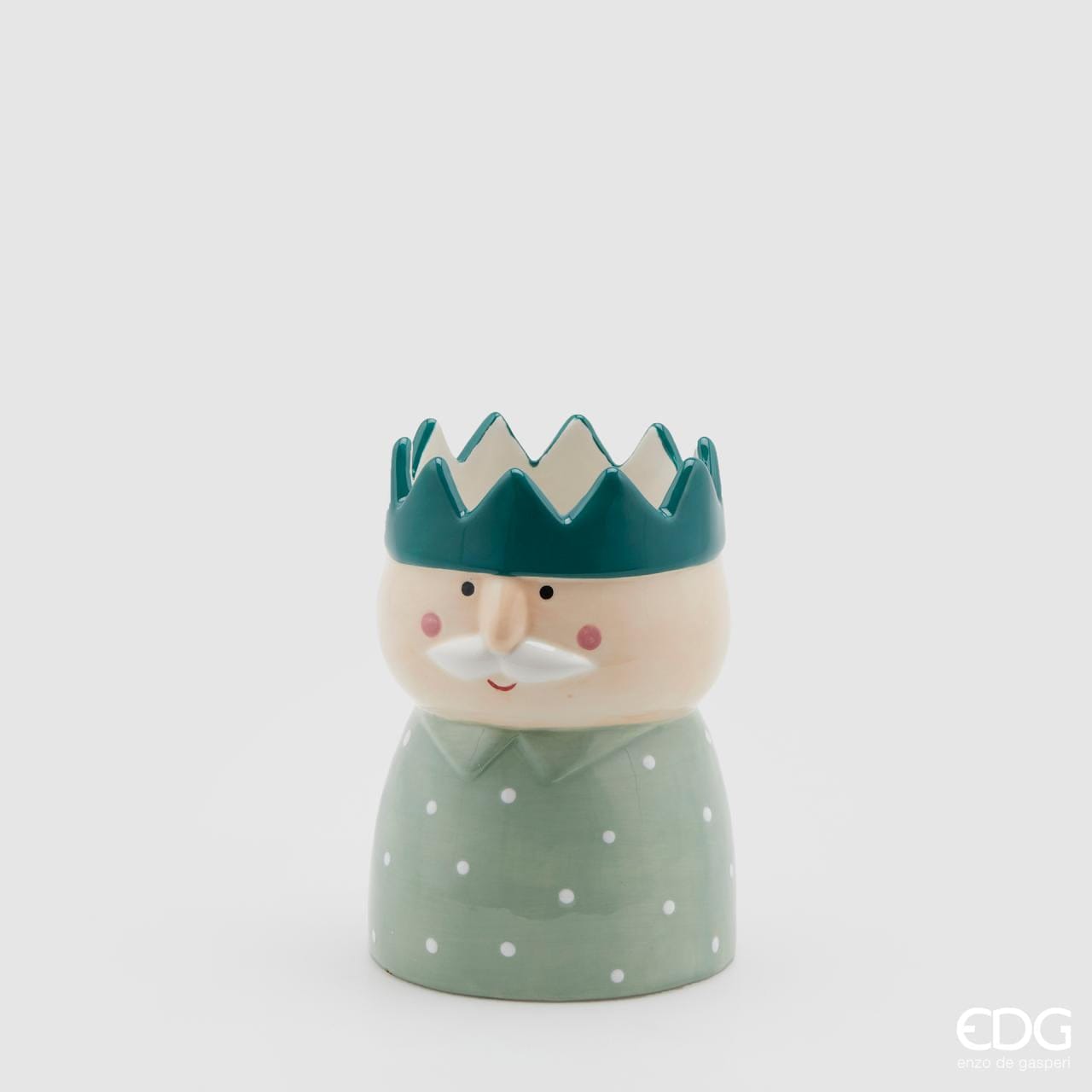 Decorative vase motif grandpa with swater - painted ceramic height 6.24" Ø 4.29"