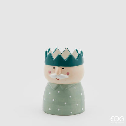 Decorative vase motif grandpa with swater - painted ceramic height 6.24" Ø 4.29"