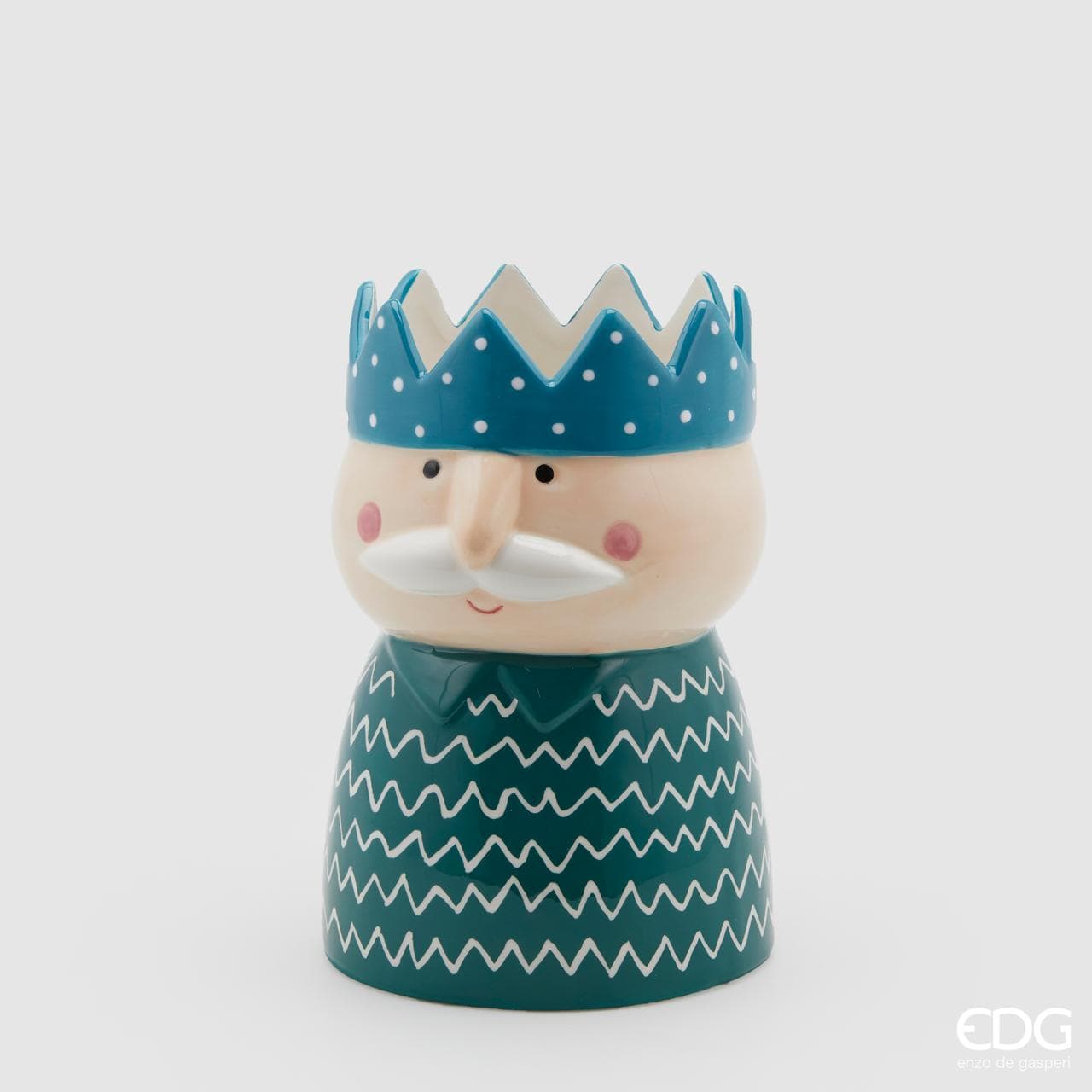 Decorative vase motif grandpa with winter sweater - painted ceramic height 7.8" Ø 5.46"