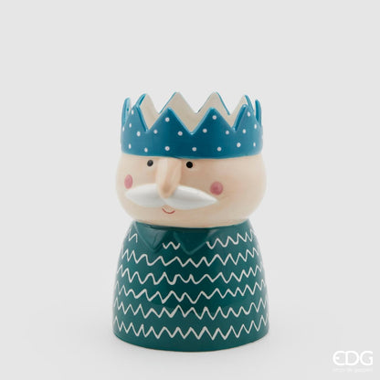 Decorative vase motif grandpa with winter sweater - painted ceramic height 7.8" Ø 5.46"