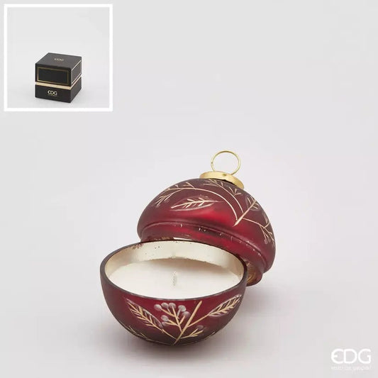 Scented candle in decorative glass ball with golden branches Ø 3.1" - vanilla scent