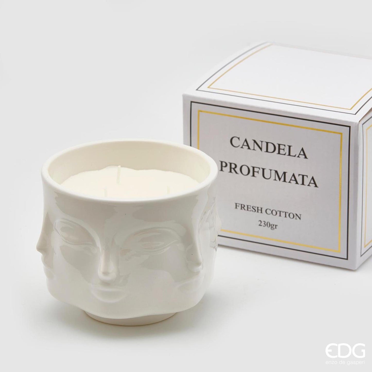 Scented candle in designer pot in 3 colors  - Cotton Blossom sent H 3.5" Ø 4.3"