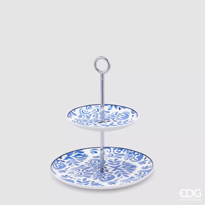 Etagere - presentation plate Capri series - white porcelain, painted blue