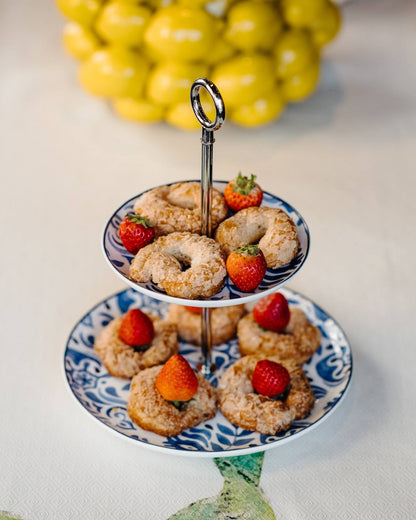 Etagere - presentation plate Capri series - white porcelain, painted blue