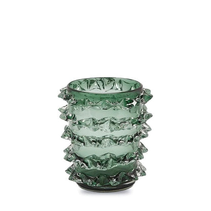 Design vase glass with crystals - height 9,05" Ø 7.87"