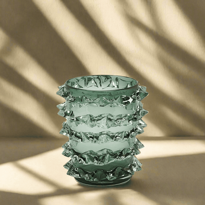 Design vase glass with crystals - height 9,05" Ø 7.87"