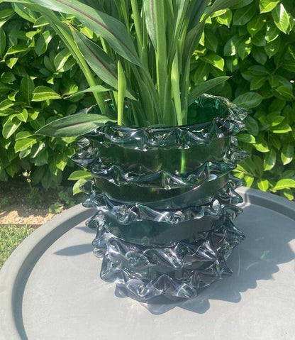 Design vase glass with crystals - height 9,05" Ø 7.87"