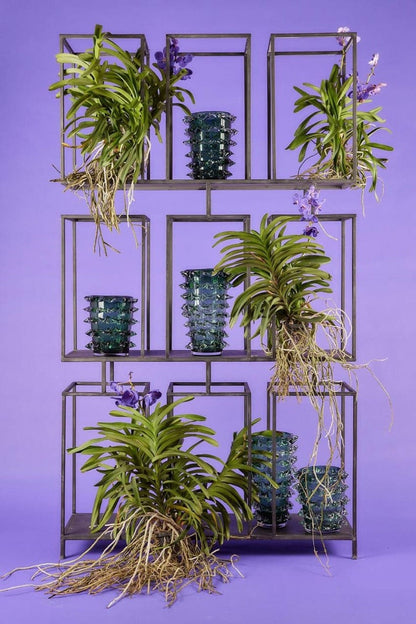 Design vase glass with crystals - height 9,05" Ø 7.87"