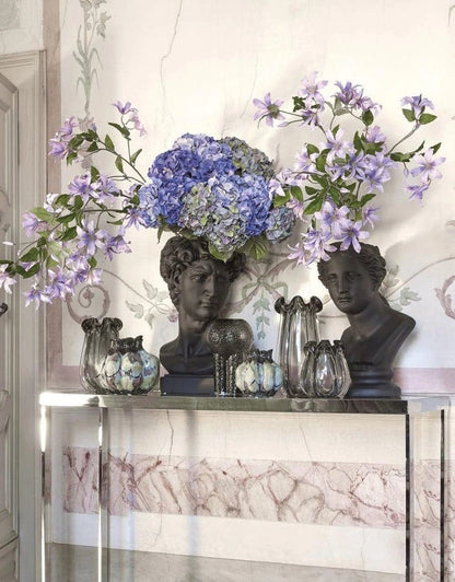 Designer vase crystal glass with decorative edge H 8.3" Ø 7.1" in 2 colors