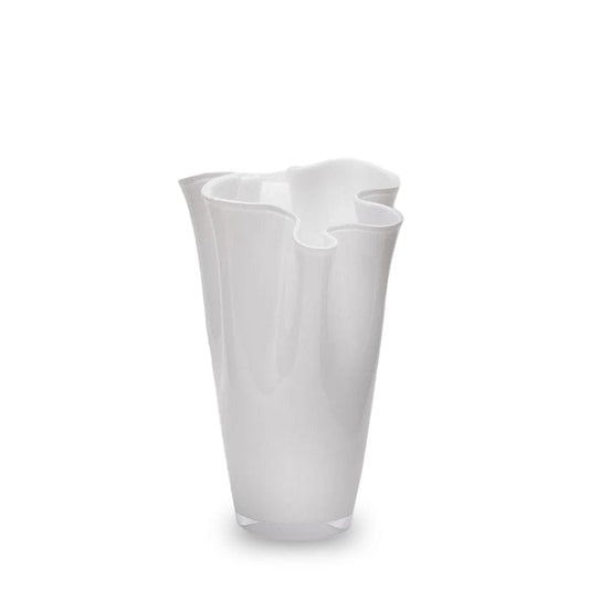 Glass vase with wavy edge - handmade - height 11.4" Ø 9.0"