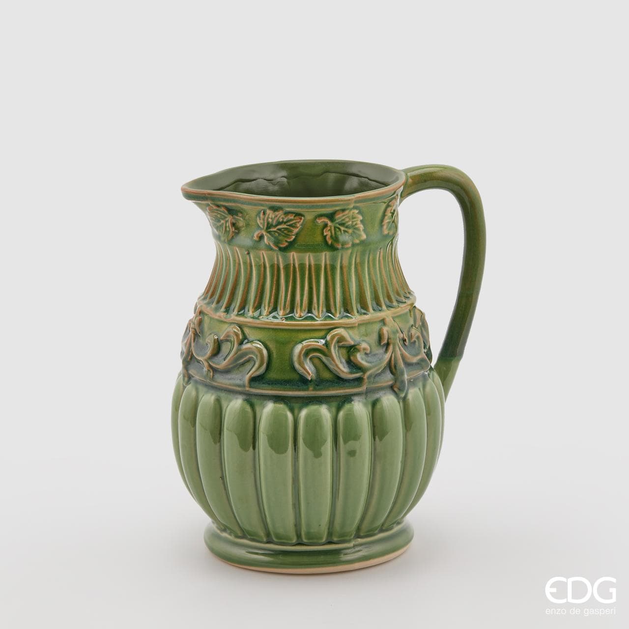 Mediterranean ceramic jug with antique design - H 9.8" Ø 8.2"