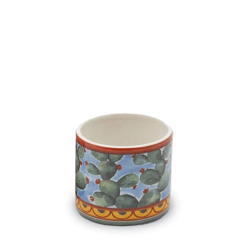 Painted planter for table decoration - 2 designs - height 5.51" Ø 5.9"