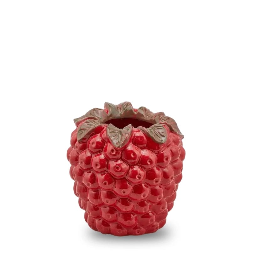 Designer vase in the shape of a raspberry - glazed ceramic H 8" Ø 8" red