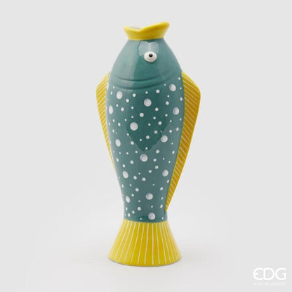 Ceramic Vase Fish - 2 colours handcraft - Italian design H 17.2"
