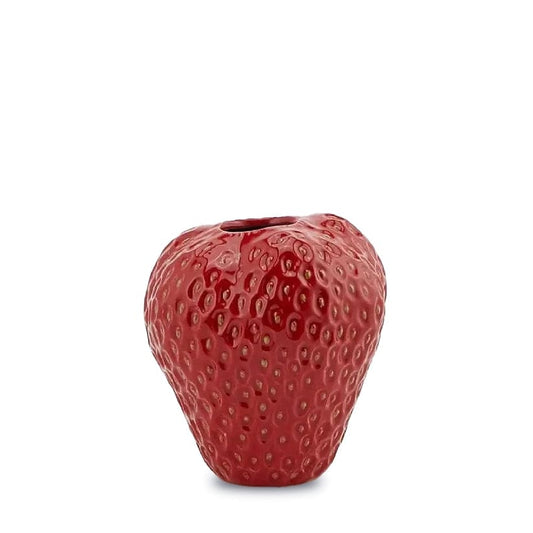 Strawberry vase height 8.3" Ø 7.9" " - decorative vase ceramic red