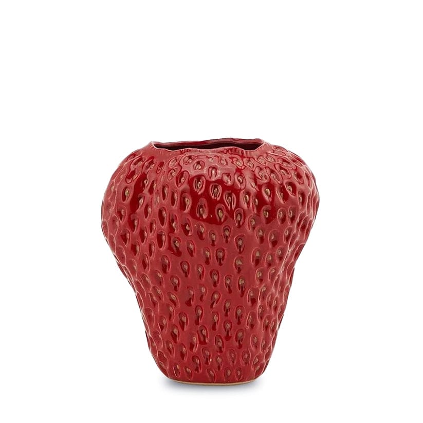 Strawberry vase height 10.23" Ø 8.66" - Decorative vase ceramic red