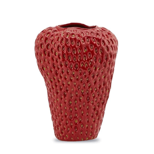 Strawberry vase H 14.56" Ø 9.84" - decorative vase ceramic red