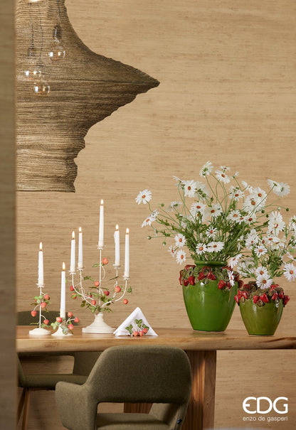 Italiving Ceramic Vase Green Ceramic Vase with Strawberry Pattern – H 10.43 in Ø10.62 in – Handmade