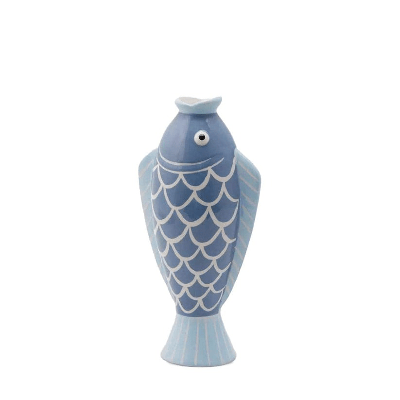 Ceramic vase fish - colorful handcraft H 10.23" Ø 5.11"