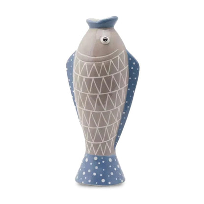 Ceramic Vase Fish - 2 colours handcraft - Italian design H 17.2"
