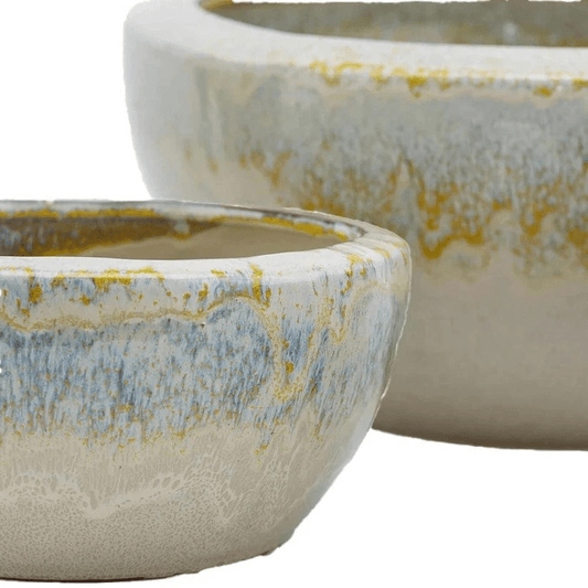 Mediterranean planter height 5.5" Ø 10" - glazed ceramic frost-proof