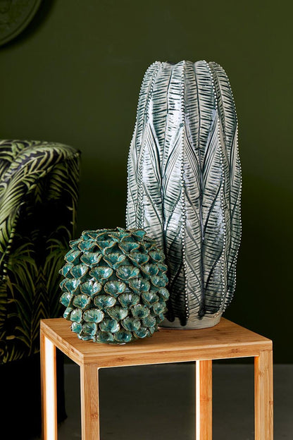 Decoration Vase with ginkgo leaves - 2 heights H 7.9" and H 12.5"