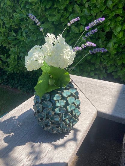 Decoration Vase with ginkgo leaves - 2 heights H 7.9" and H 12.5"