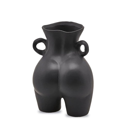 Sensual decorative vase - ceramic dark grey H 10.6" Ø 3,9/6.3"