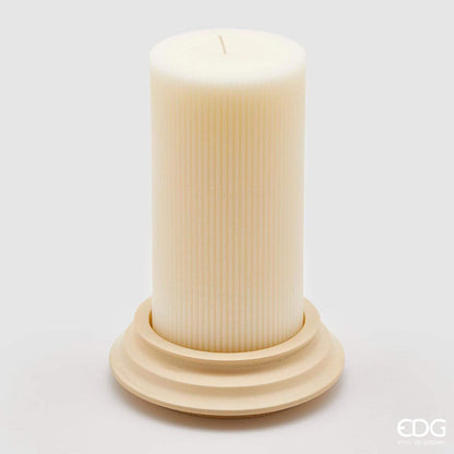 Candle antique column on ceramic base in 3 color variations Height 7.8" Ø 3.9"