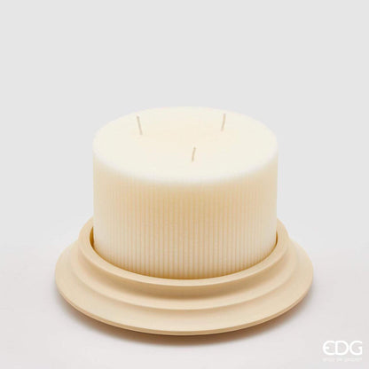 Candle antique column with ceramic base height 5.9" Ø 3.9" in 3 colors