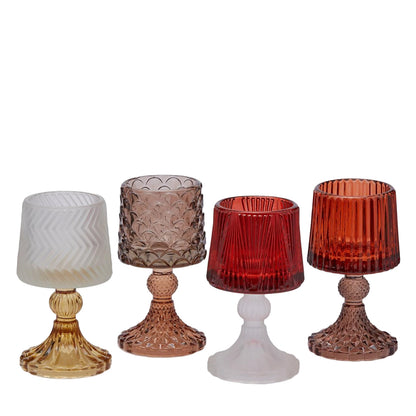 Italiving candle glass clear, brown, red, orange set of 4 candle glasses for candles and tea lights