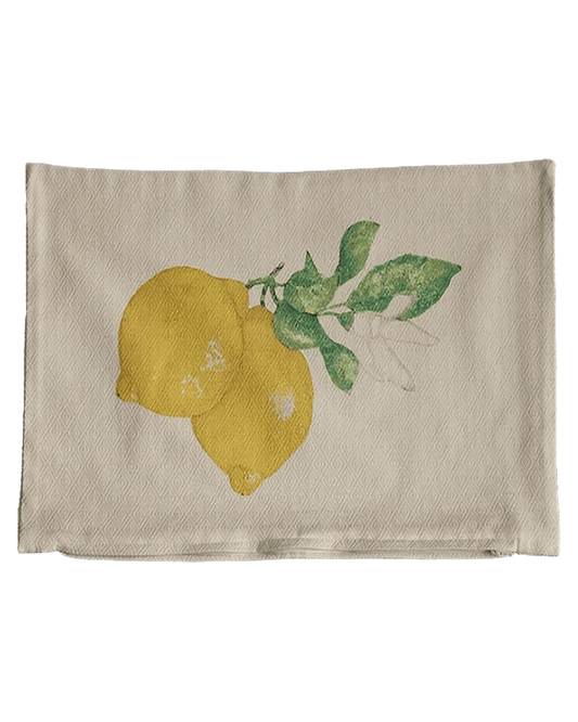 Cushion cover 11.7x19.5" cream with lemon print 100% Co Made in Italy