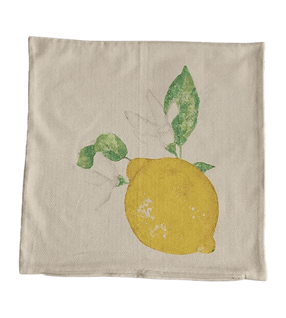 Cushion cover 19.5x19.5" cream with lemon print 100% Co Made in Italy