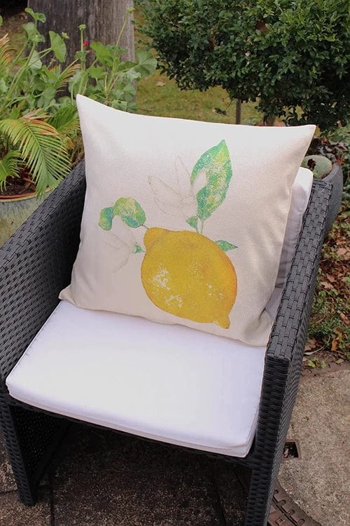 Cushion cover 19.5x19.5" cream with lemon print 100% Co Made in Italy