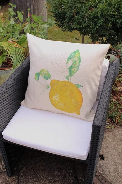 Cushion cover 11.7x19.5" cream with lemon print 100% Co Made in Italy