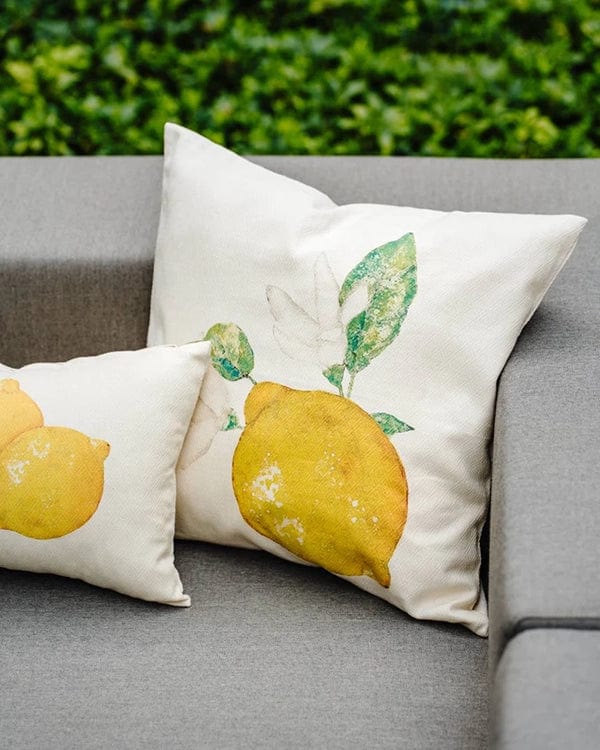 Cushion cover 11.7x19.5" cream with lemon print 100% Co Made in Italy