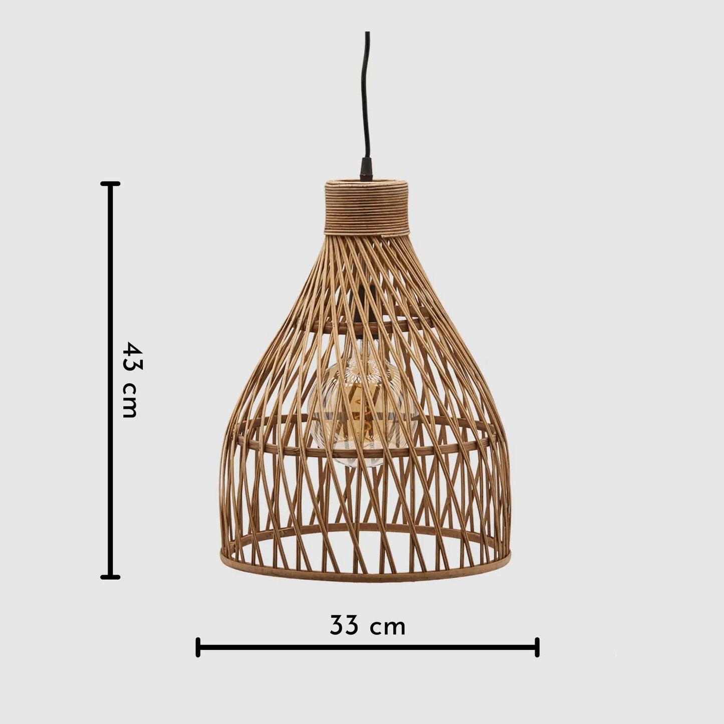 Ceiling light made of natural bamboo rhombus pattern H 17" Ø 13"