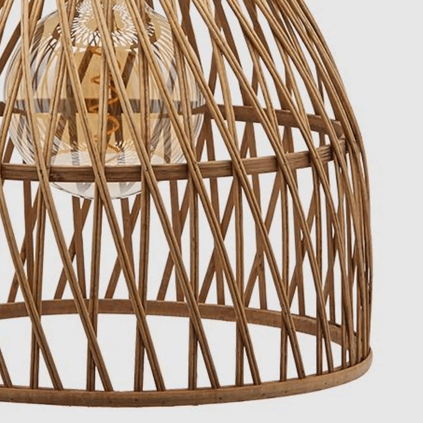 Ceiling light made of natural bamboo rhombus pattern H 17" Ø 13"